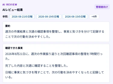 AIレビュー結果の要約画面